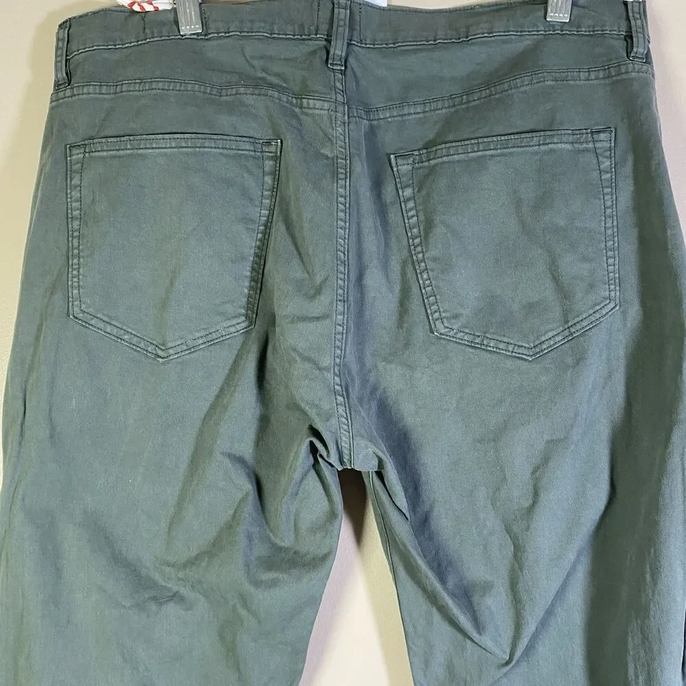 Flint and Tinder Chino Pants Straight Fit Green Casual Men's 36x34 Cotton